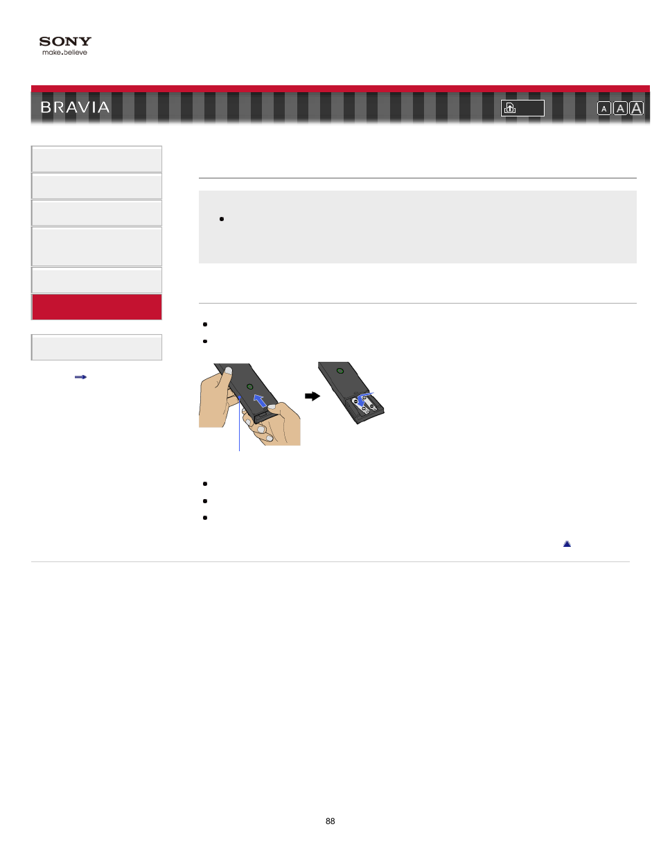 Remote control, Troubleshooting (remote control) | Sony KDL-55EX710 User Manual | Page 88 / 138