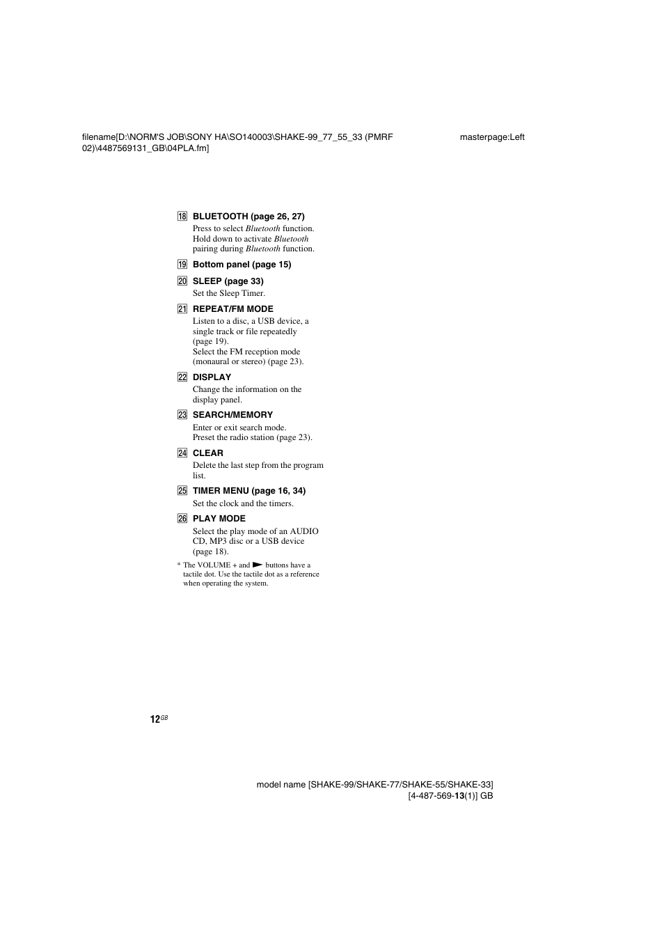 Sony SHAKE-99 User Manual | Page 12 / 48