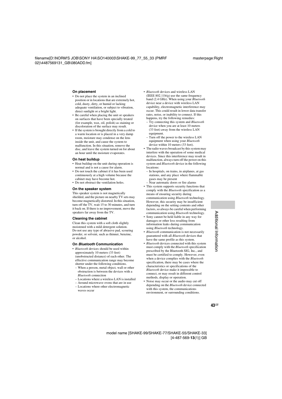 Sony SHAKE-99 User Manual | Page 43 / 48