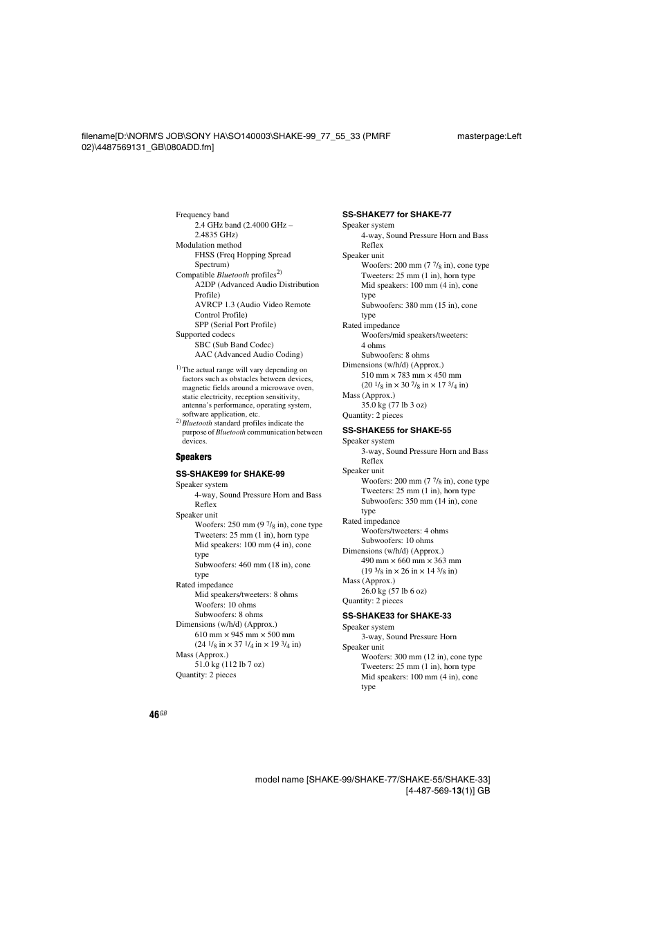 Sony SHAKE-99 User Manual | Page 46 / 48