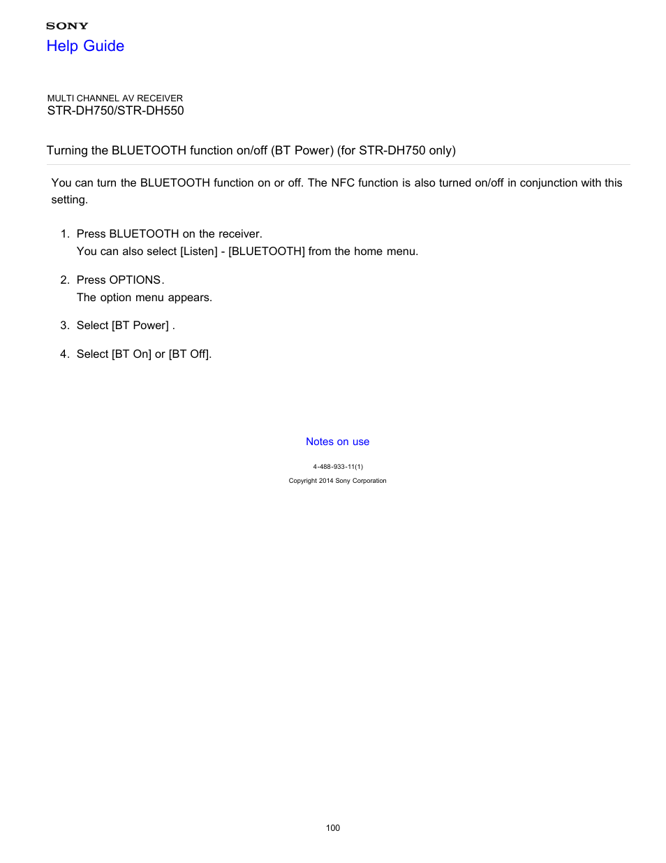 Only), Help guide | Sony STR-DH750 User Manual | Page 107 / 246