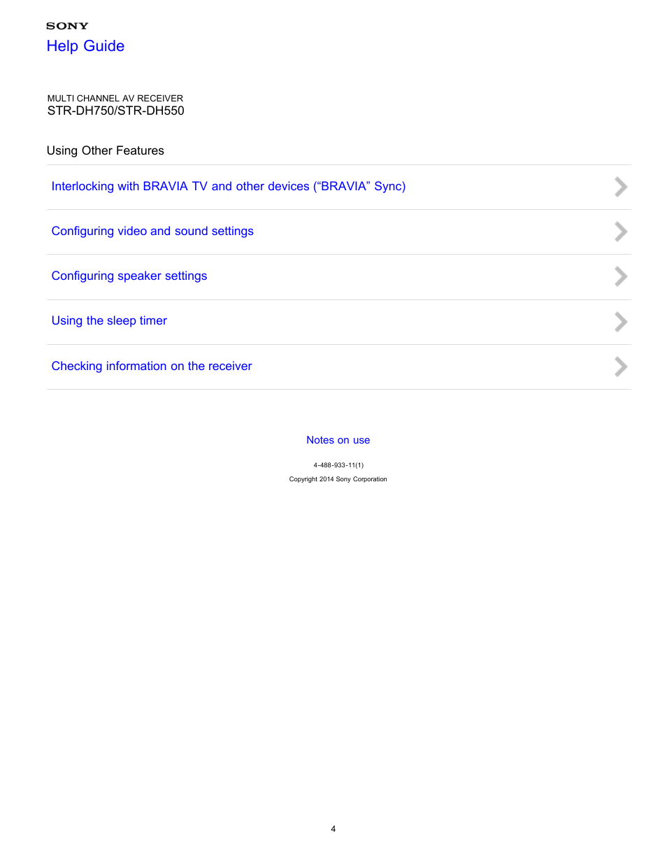 Using other features, Help guide | Sony STR-DH750 User Manual | Page 11 / 246
