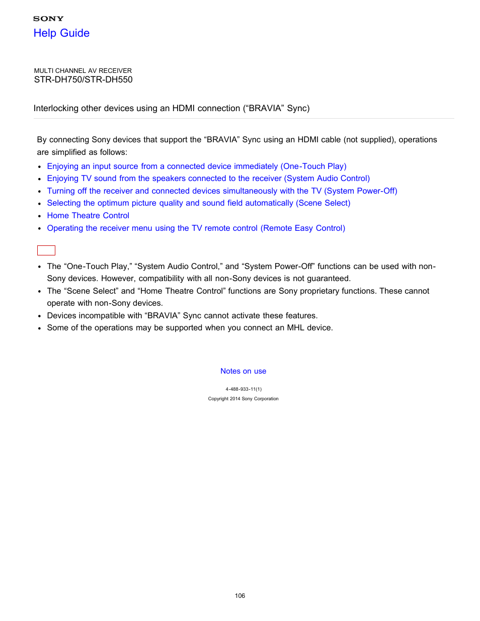 Help guide | Sony STR-DH750 User Manual | Page 113 / 246