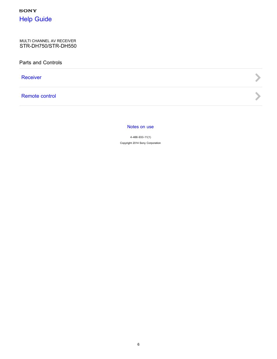 Parts and controls, Help guide | Sony STR-DH750 User Manual | Page 13 / 246