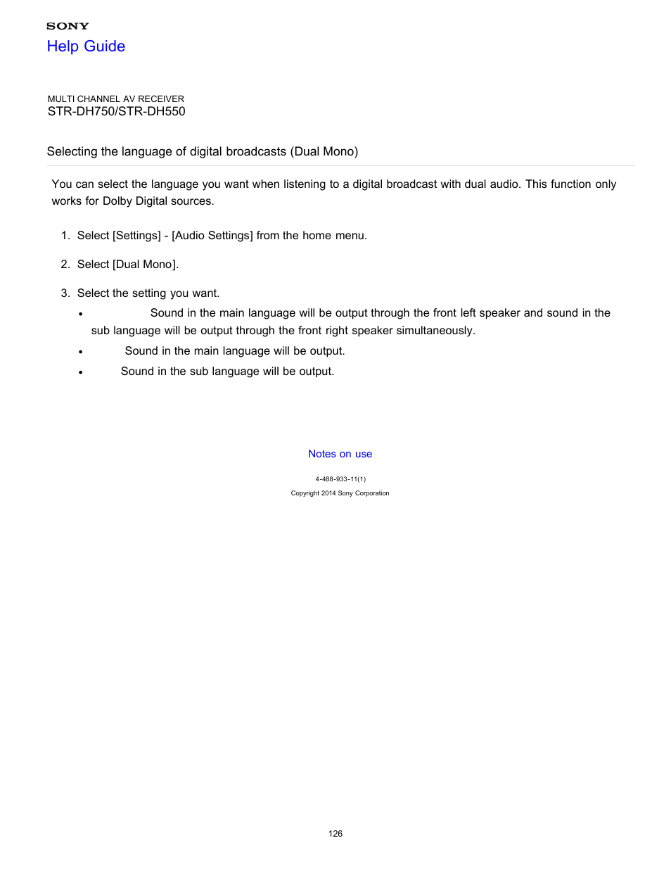 Help guide | Sony STR-DH750 User Manual | Page 133 / 246
