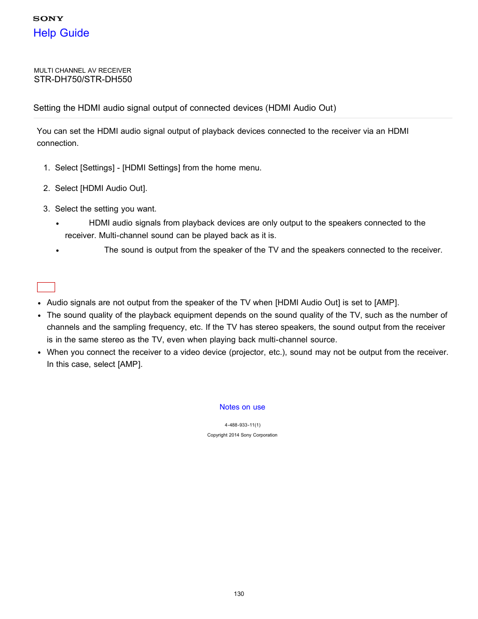 Out), Help guide | Sony STR-DH750 User Manual | Page 137 / 246