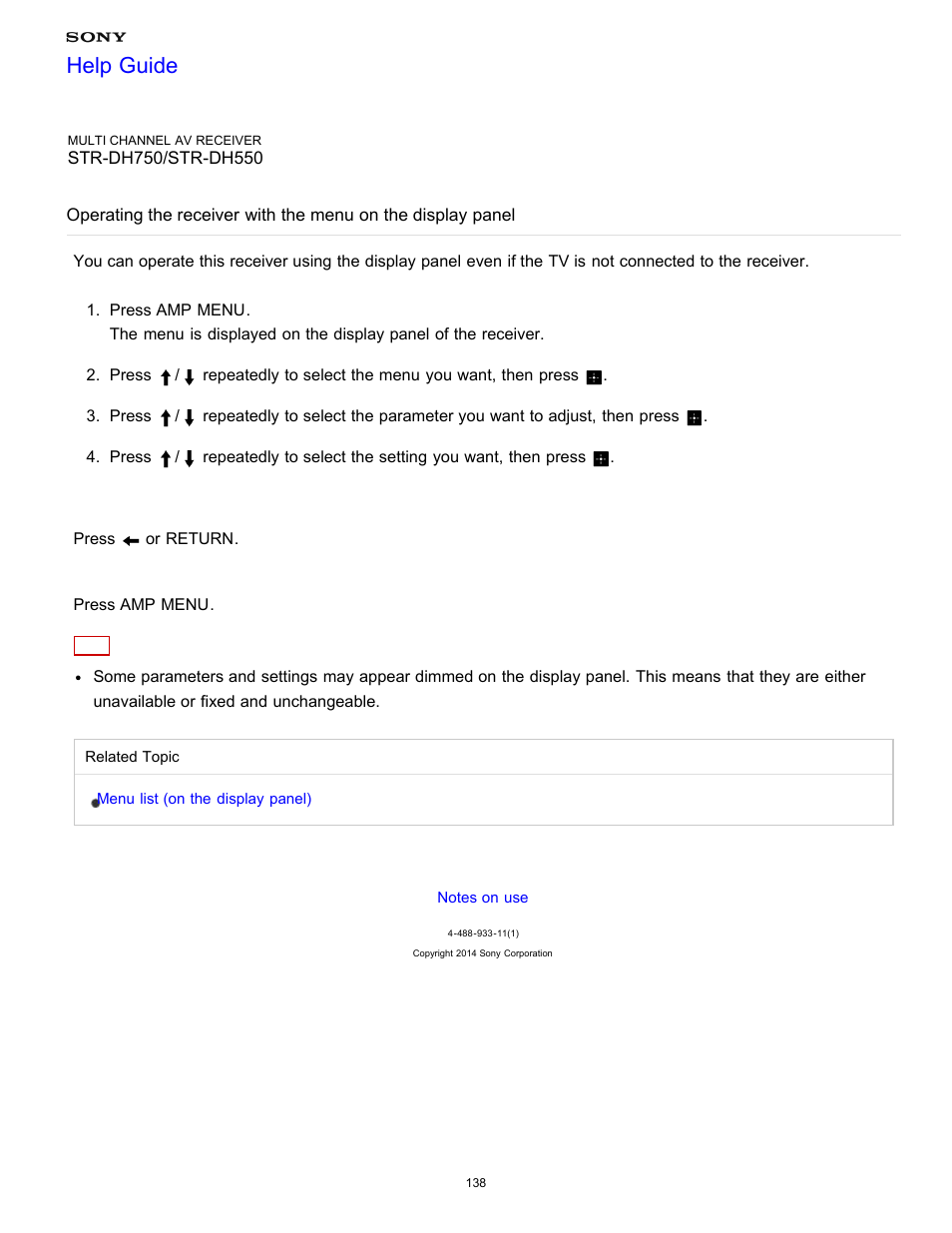 Help guide | Sony STR-DH750 User Manual | Page 145 / 246