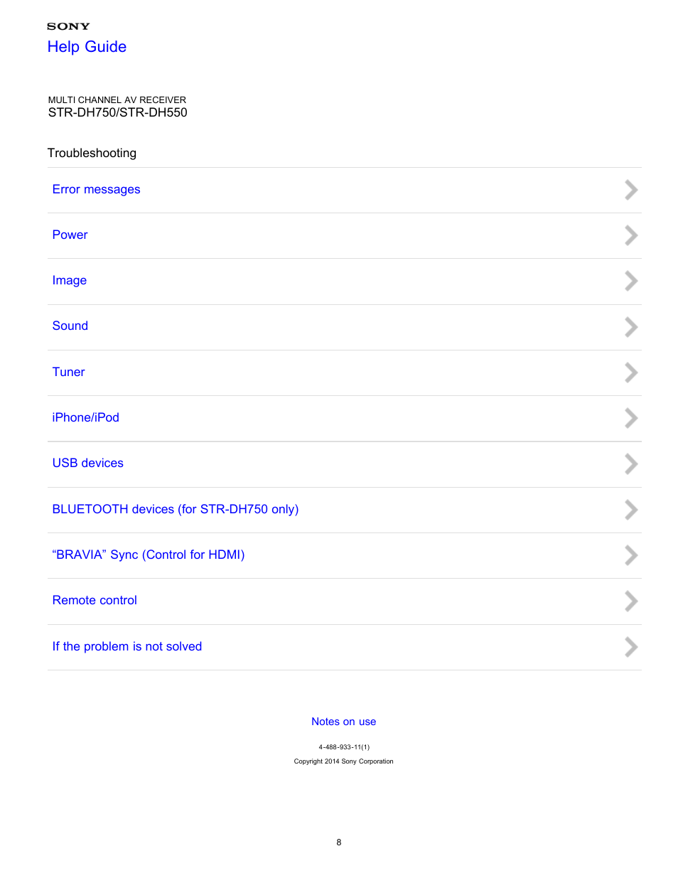 Troubleshooting, Help guide | Sony STR-DH750 User Manual | Page 15 / 246