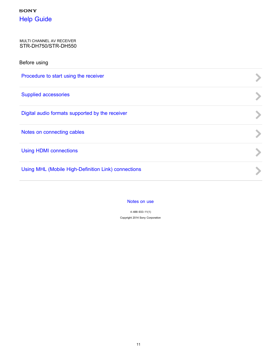 Before using, Help guide | Sony STR-DH750 User Manual | Page 18 / 246