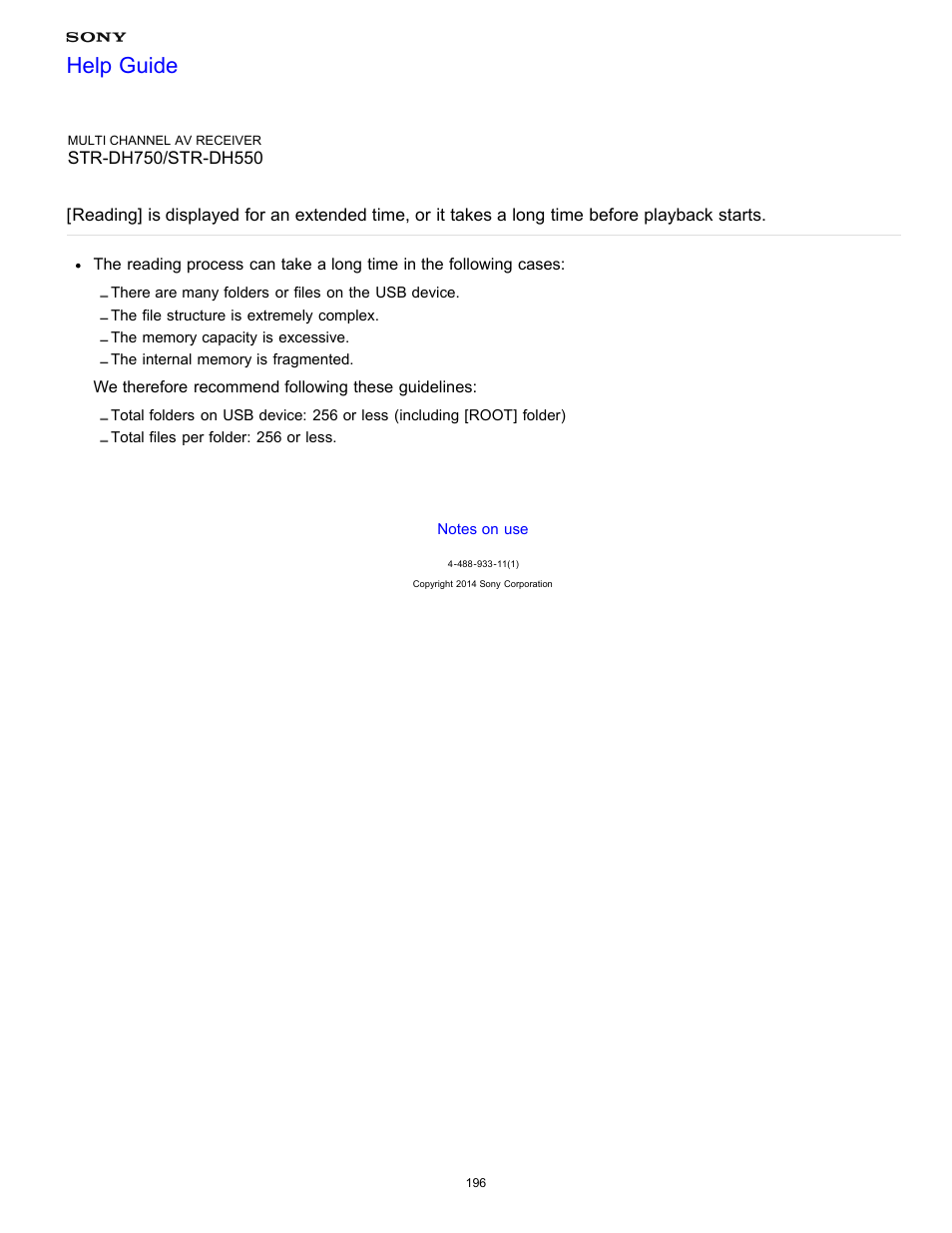 Playback starts, Help guide | Sony STR-DH750 User Manual | Page 203 / 246