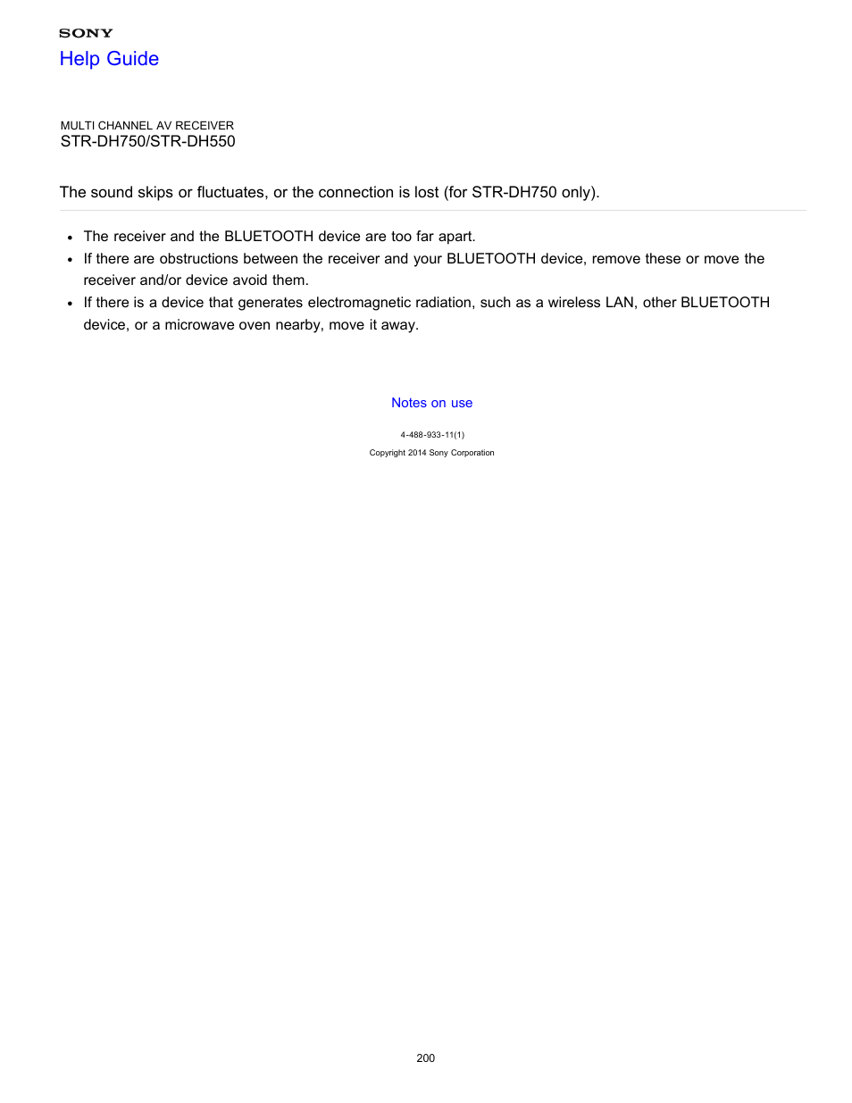 Only), Help guide | Sony STR-DH750 User Manual | Page 207 / 246