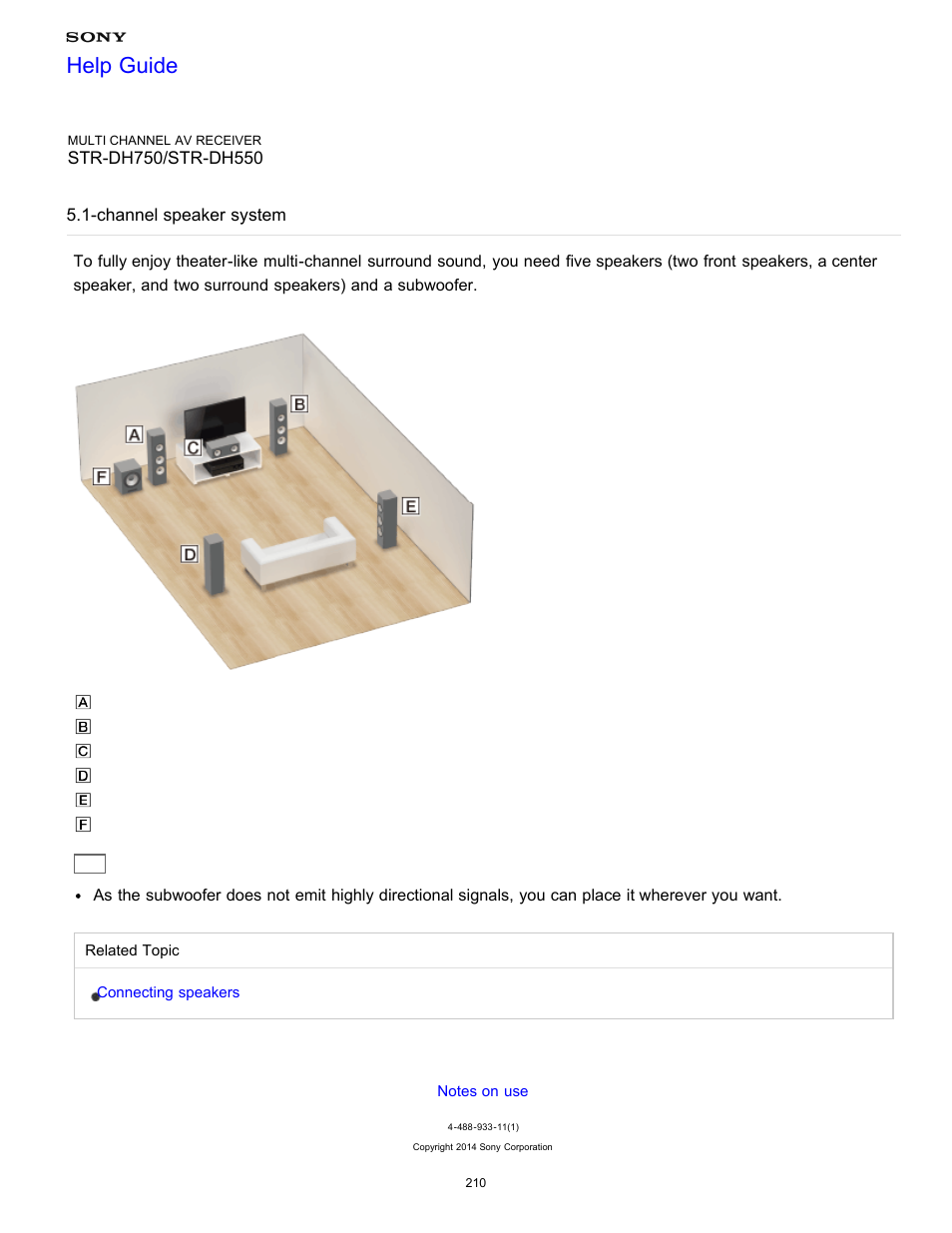 Channel speaker system, Help guide | Sony STR-DH750 User Manual | Page 217 / 246