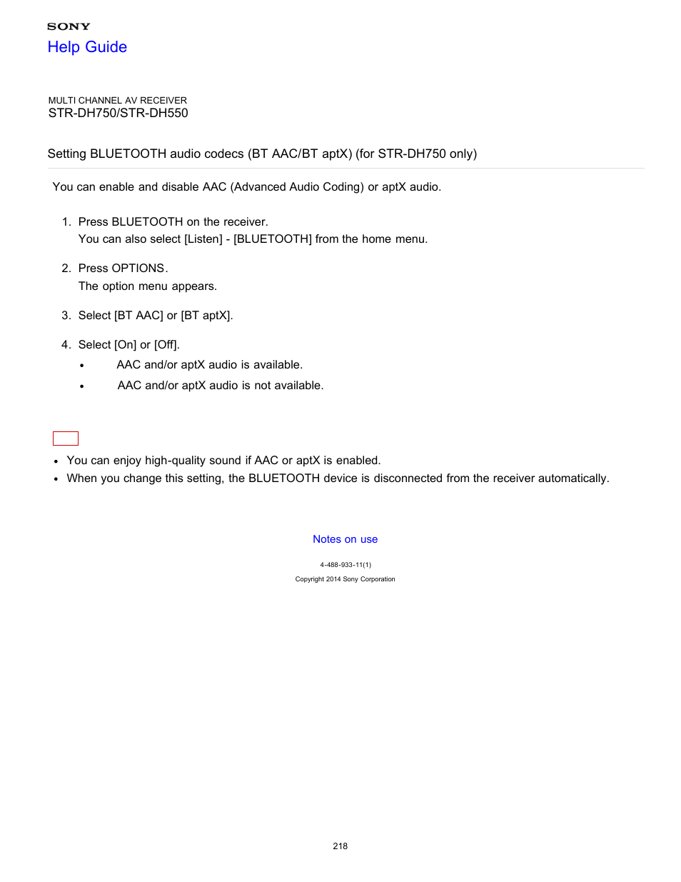Help guide | Sony STR-DH750 User Manual | Page 225 / 246