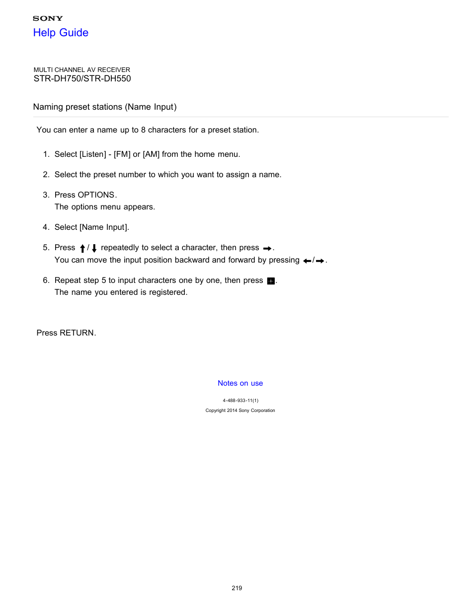 Help guide | Sony STR-DH750 User Manual | Page 226 / 246