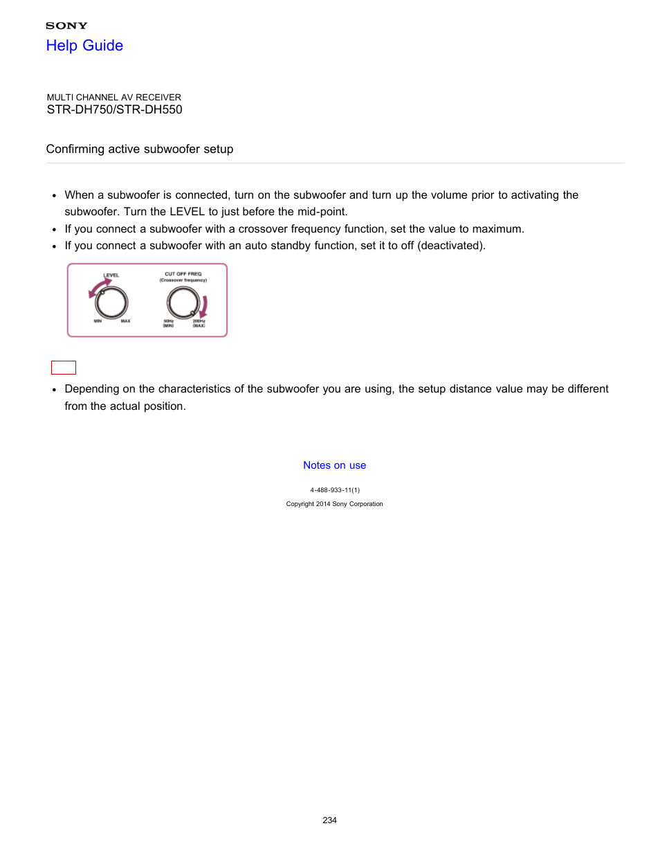 Confirming active subwoofer setup, Help guide | Sony STR-DH750 User Manual | Page 241 / 246