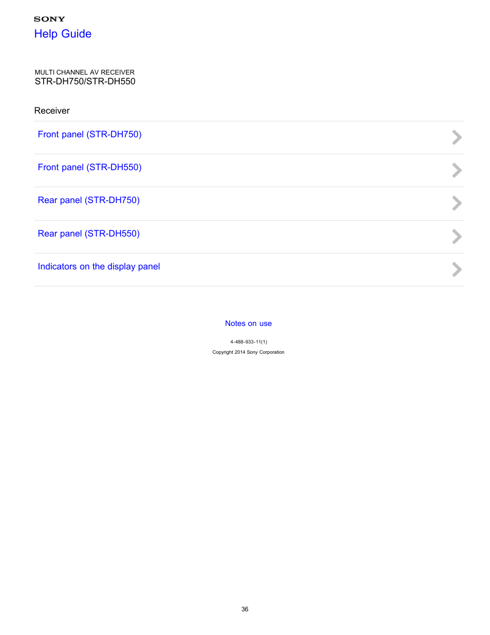 Receiver, Help guide | Sony STR-DH750 User Manual | Page 43 / 246