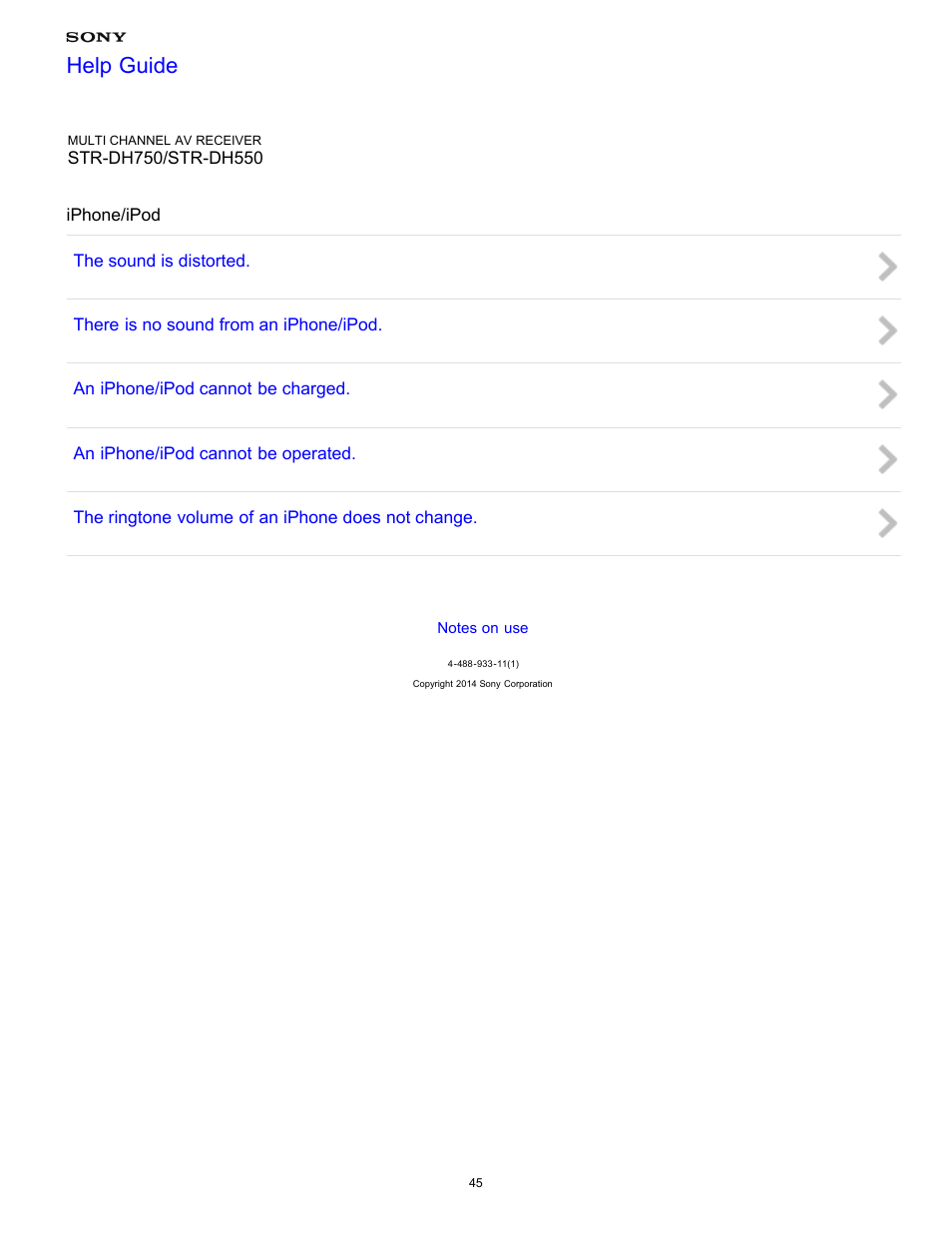 Iphone/ipod, Help guide | Sony STR-DH750 User Manual | Page 52 / 246