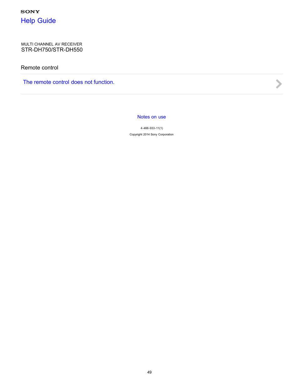 Remote control, Help guide | Sony STR-DH750 User Manual | Page 56 / 246