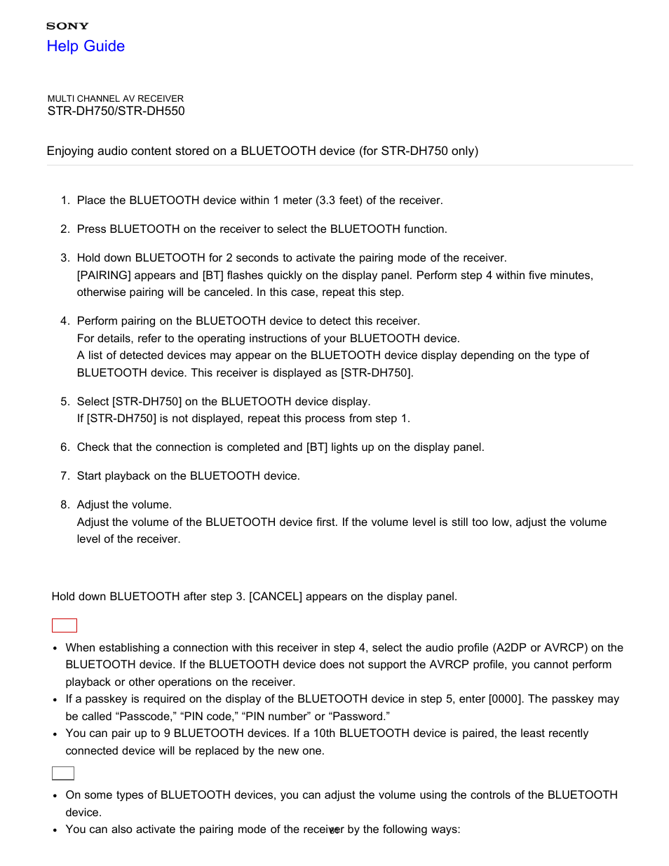 Only), Help guide | Sony STR-DH750 User Manual | Page 88 / 246