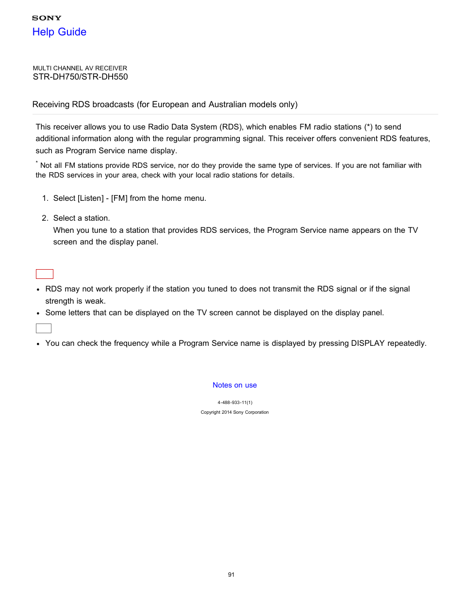 Help guide | Sony STR-DH750 User Manual | Page 98 / 246