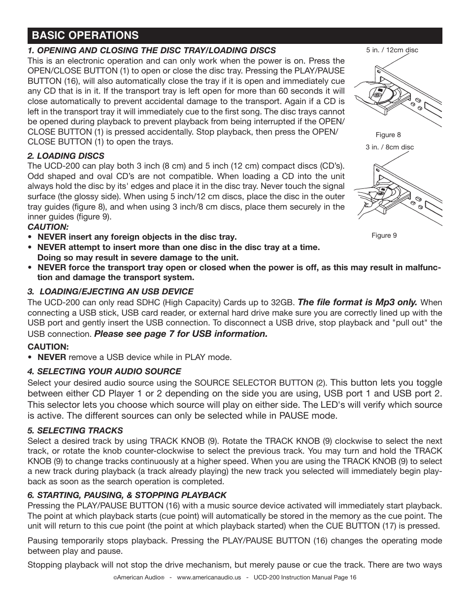 Basic operations | American Audio UCD-200 User Manual | Page 16 / 31