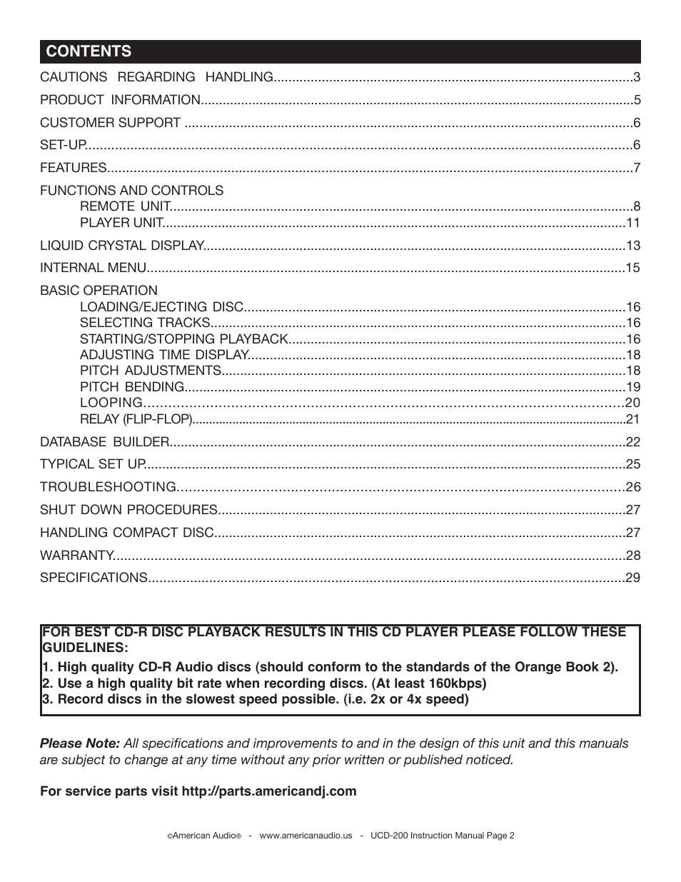 American Audio UCD-200 User Manual | Page 2 / 31