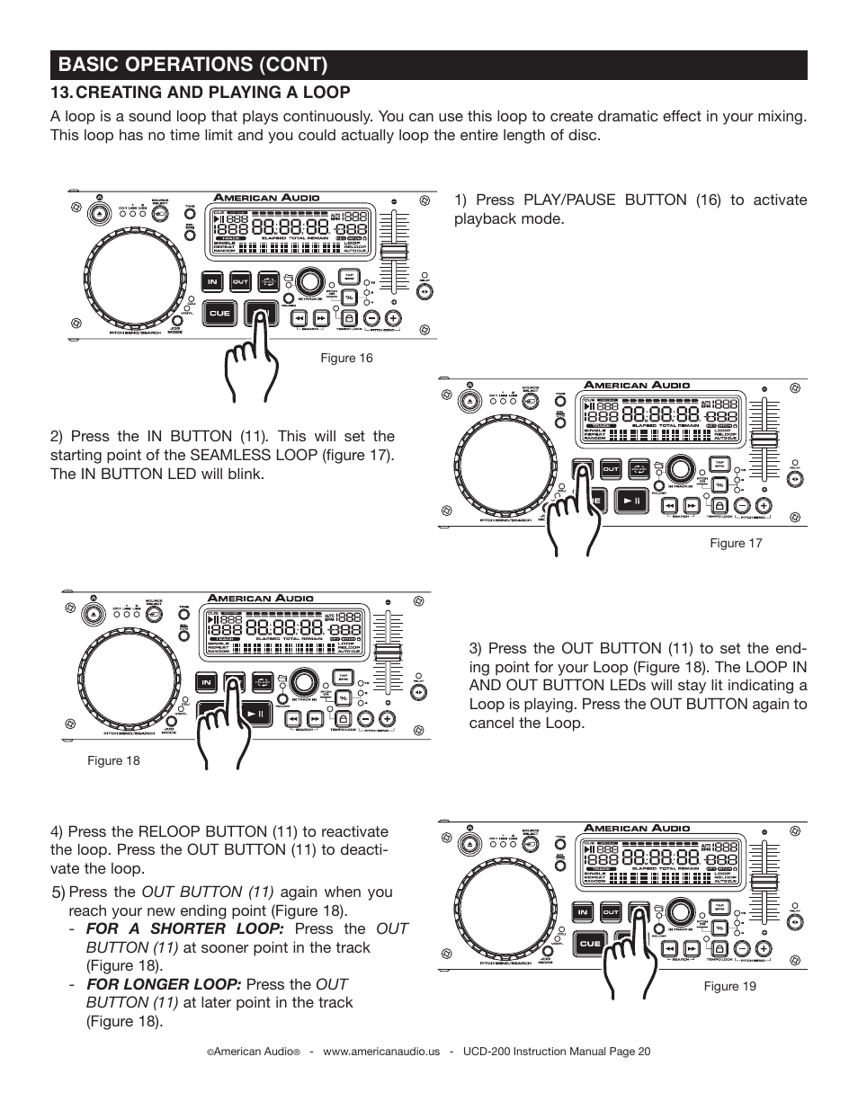 Basic operations (cont) | American Audio UCD-200 User Manual | Page 20 / 31