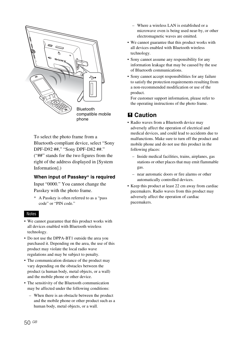 P caution | Sony DPF-D92 User Manual | Page 50 / 68