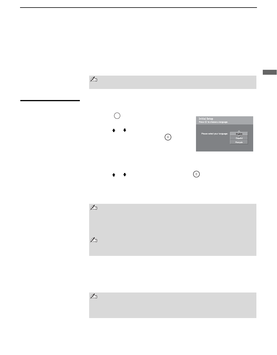 Setting up the channel list, Using initial setup | Sony KDL-V40XBR1 User Manual | Page 31 / 104