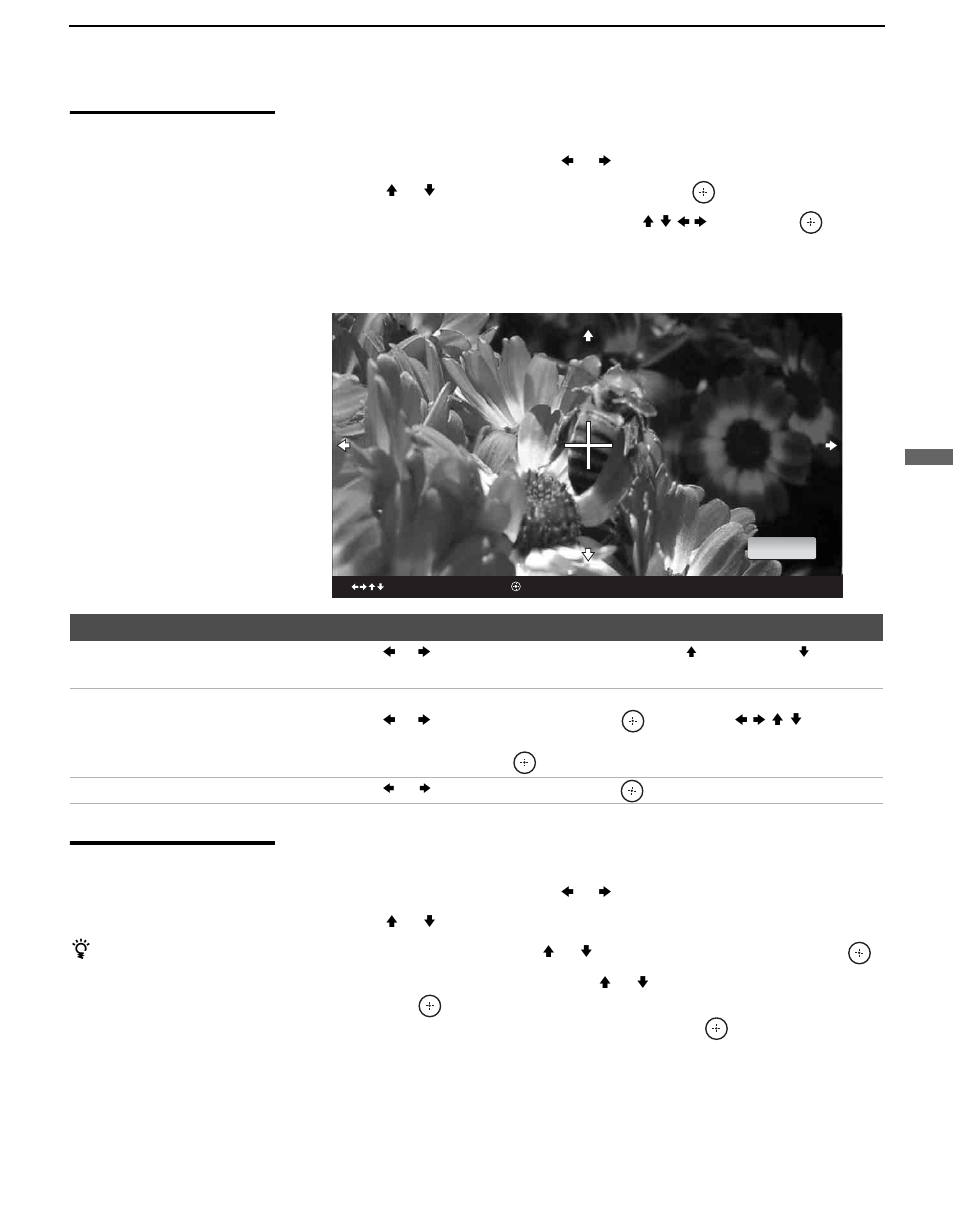Using zoom and pan, Using rotate, Using zoom and pan using rotate | Sony KDL-V40XBR1 User Manual | Page 63 / 104