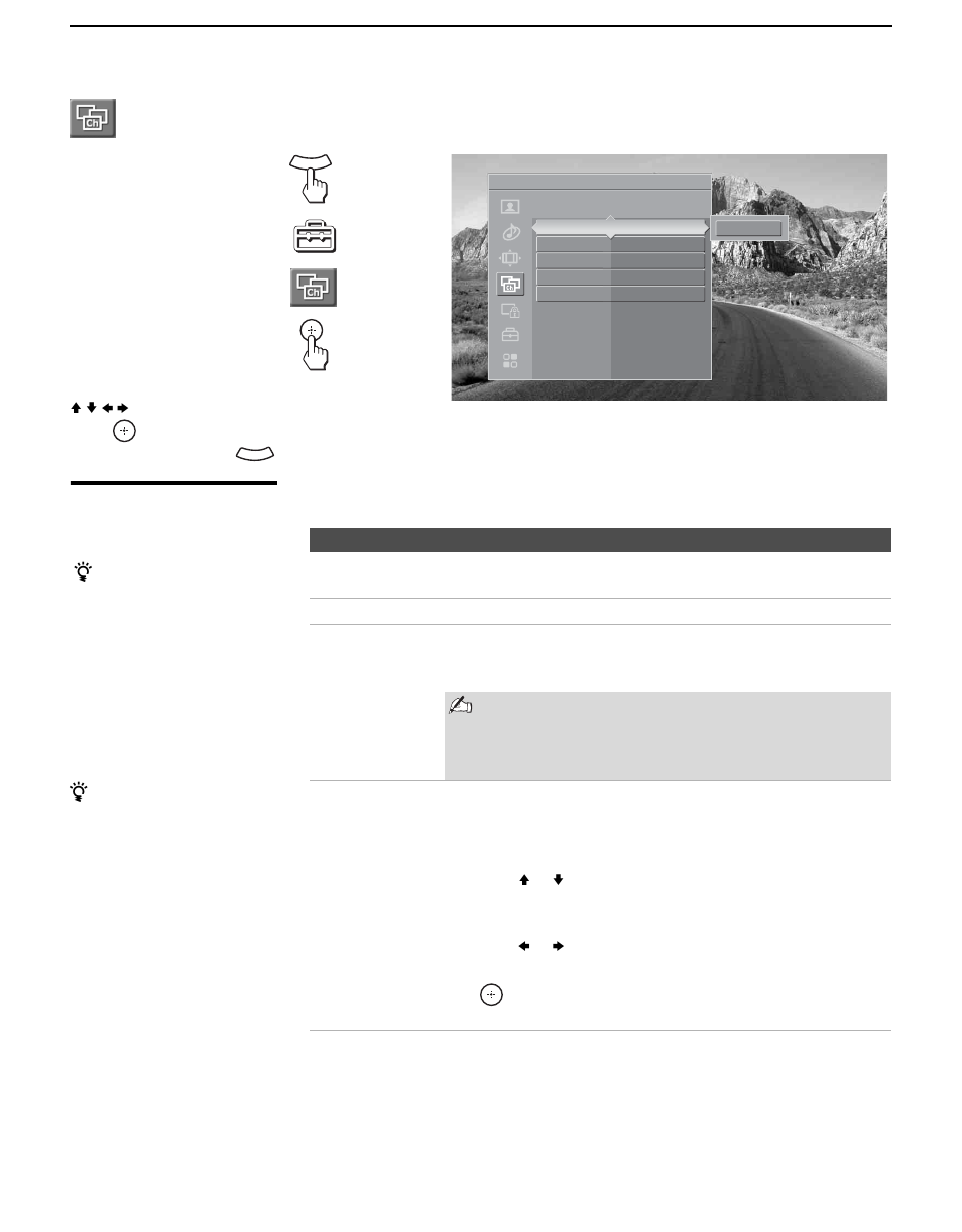 Accessing the channel settings, Selecting channel options, 80 accessing the channel settings | Sony KDL-V40XBR1 User Manual | Page 80 / 104
