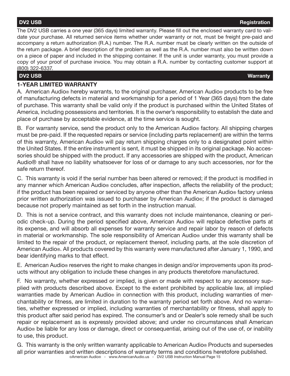 American Audio DV2 USB User Manual | Page 15 / 18