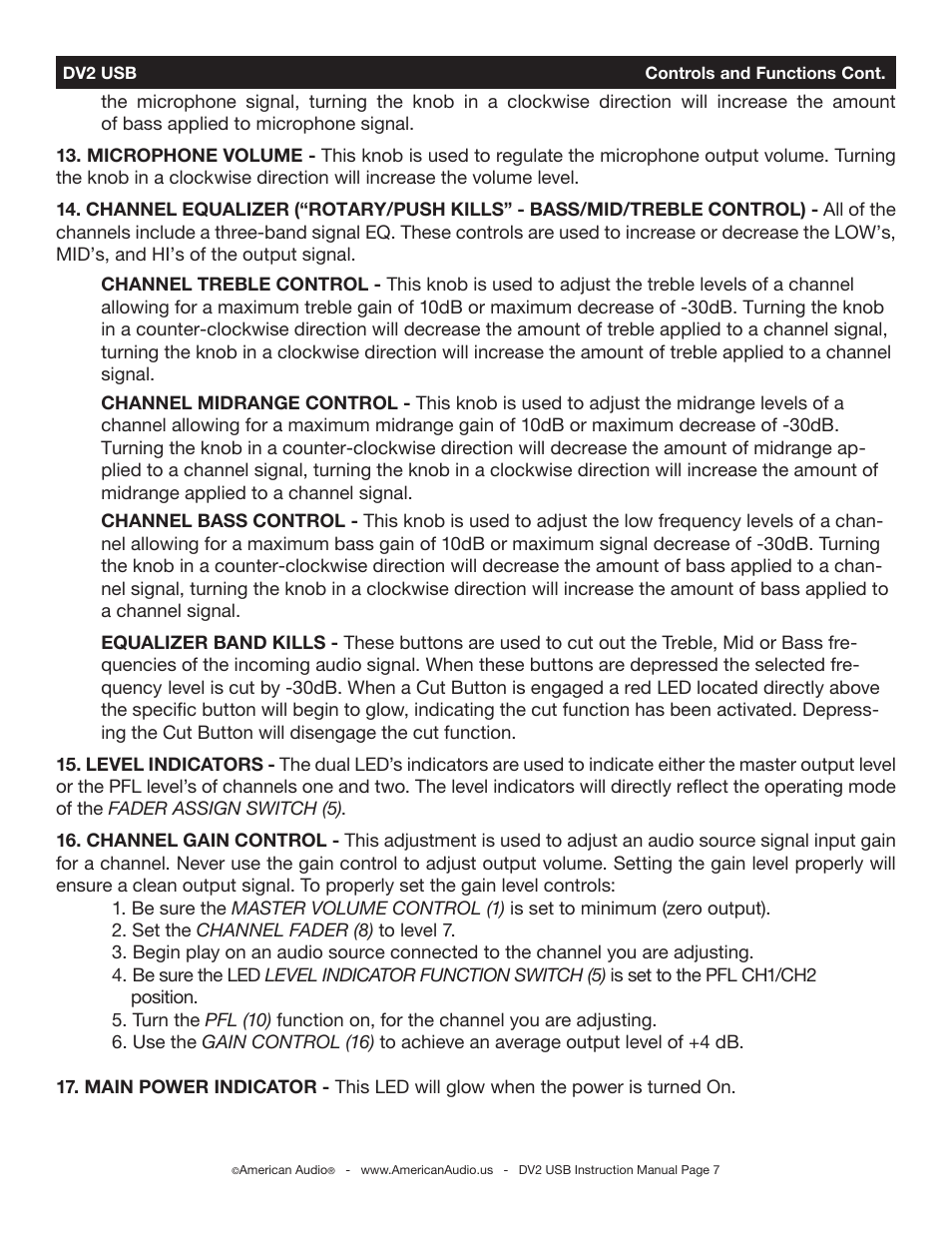 American Audio DV2 USB User Manual | Page 7 / 18