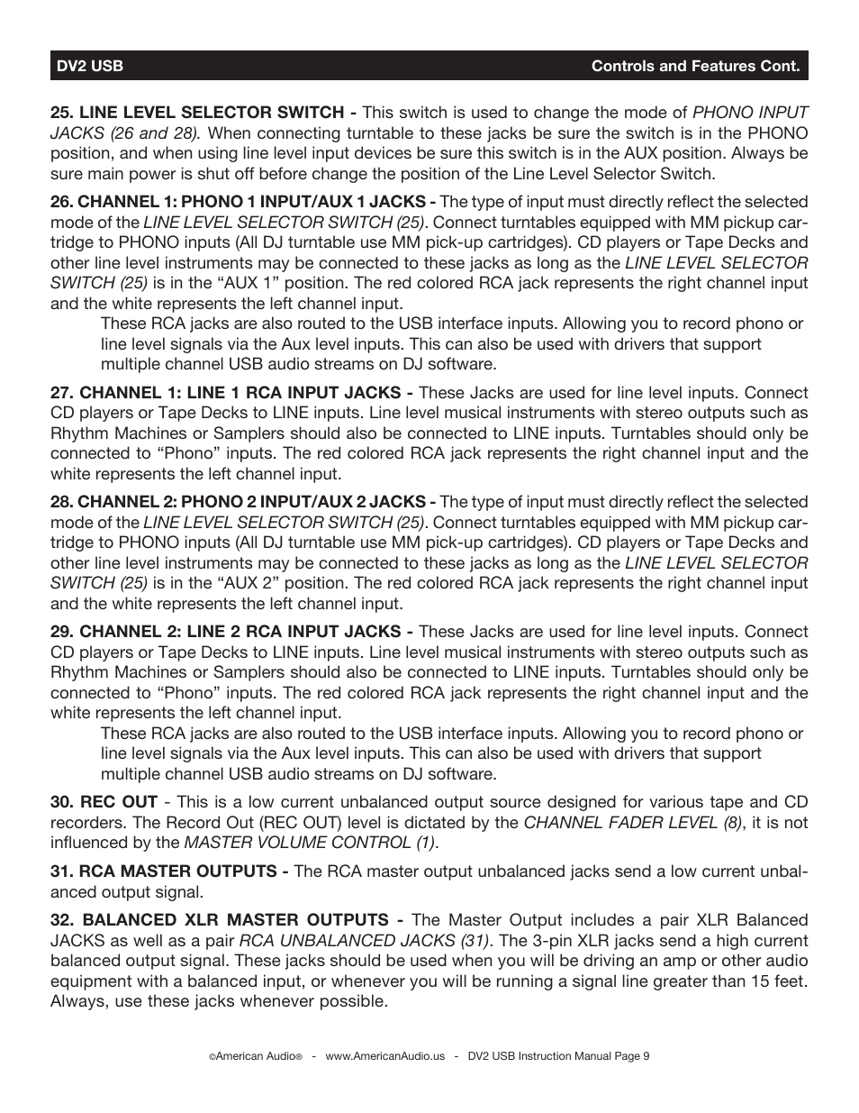 American Audio DV2 USB User Manual | Page 9 / 18