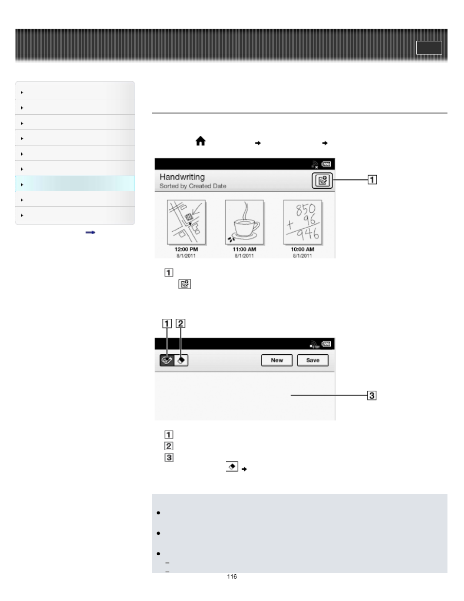 Creating a drawing, Details | Sony PRS-T2BC User Manual | Page 116 / 175
