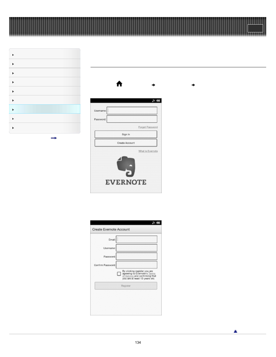 Creating a new account | Sony PRS-T2BC User Manual | Page 134 / 175