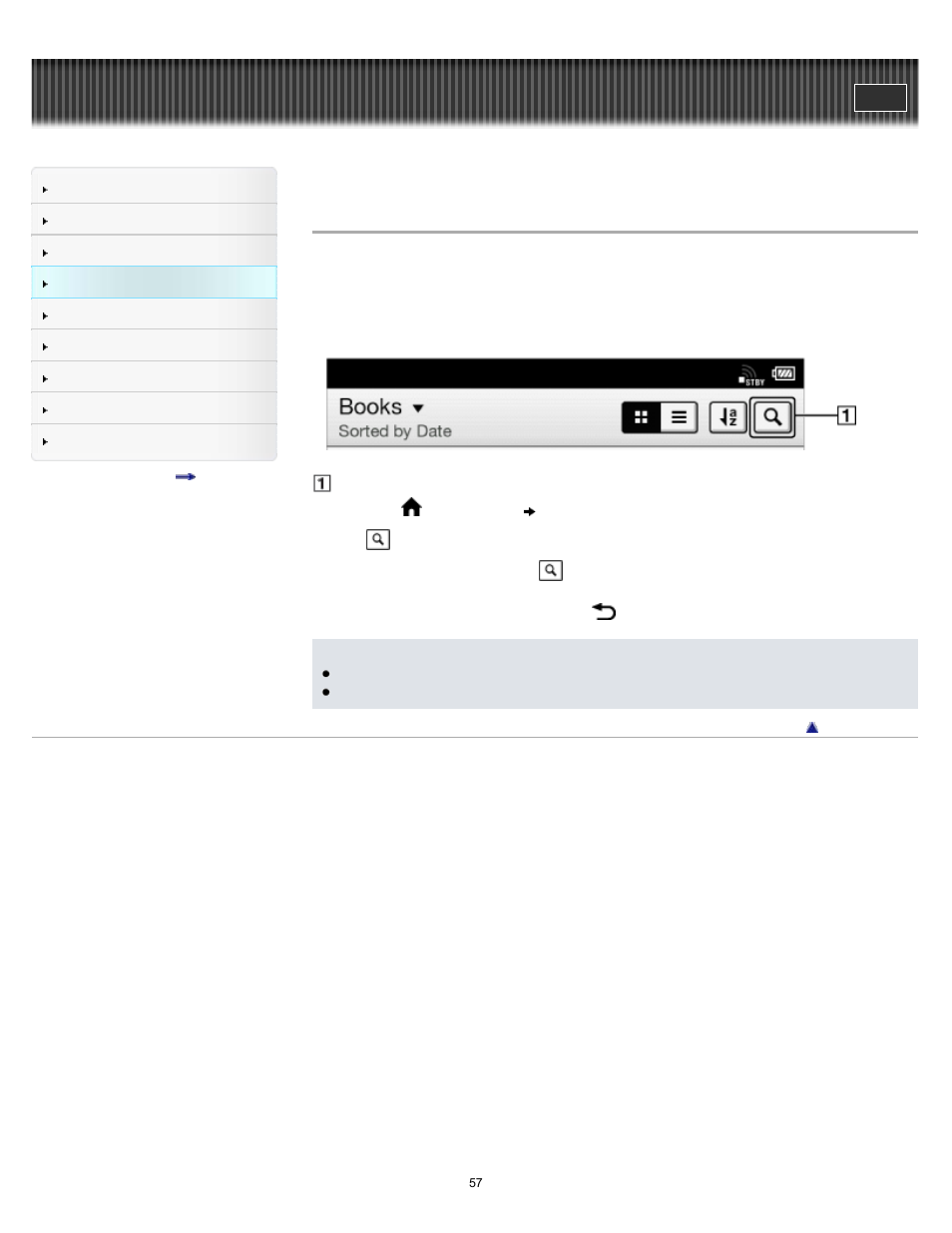Finding content with a keyword, Details | Sony PRS-T2BC User Manual | Page 57 / 175