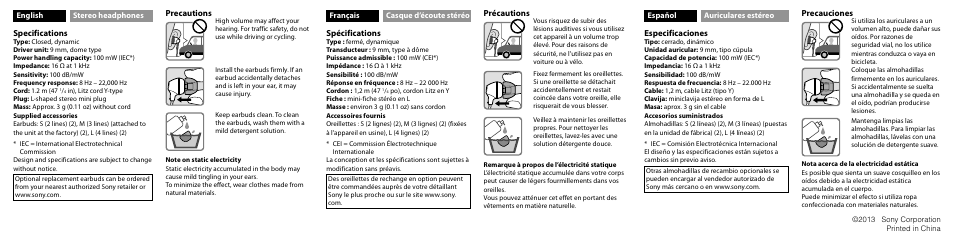 Sony MDR-EX15LP User Manual | Page 2 / 2