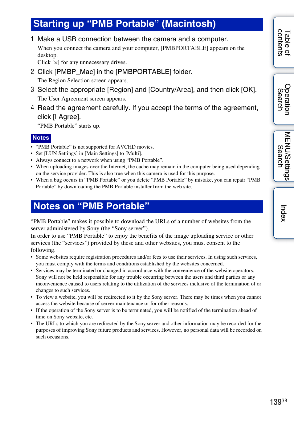 Starting up “pmb portable” (macintosh) | Sony DSC-WX5 User Manual | Page 139 / 171