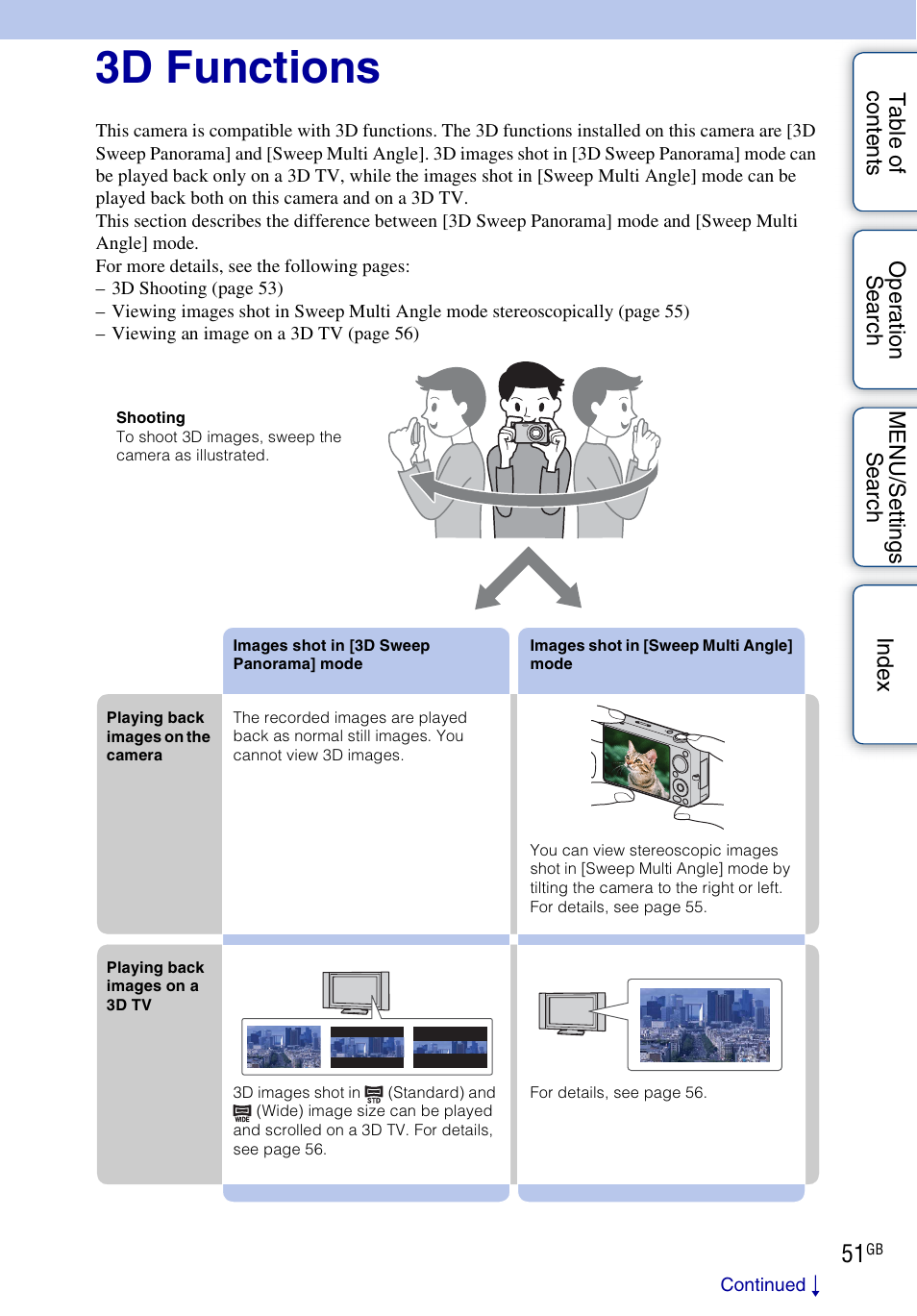3d functions | Sony DSC-WX5 User Manual | Page 51 / 171