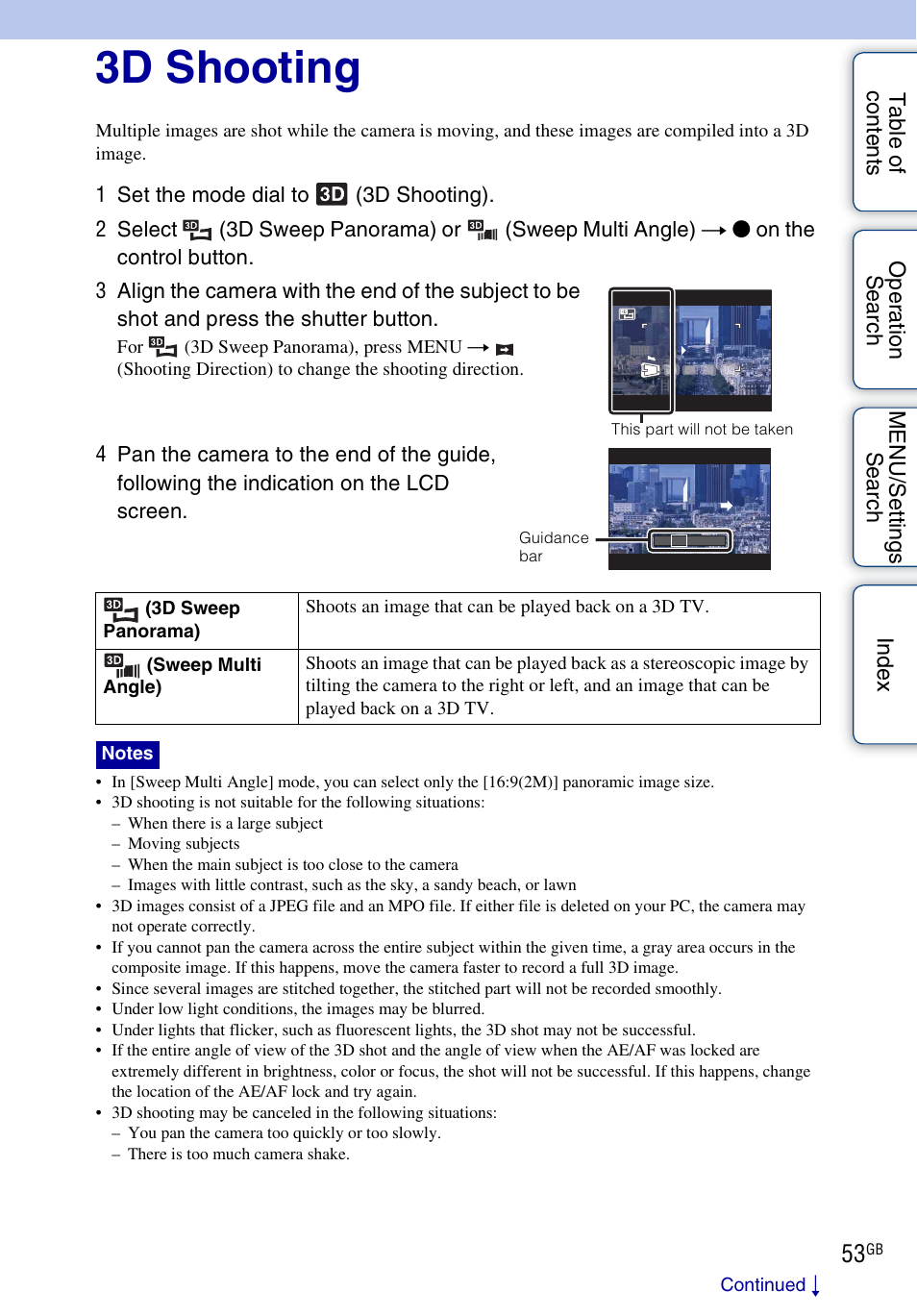 3d shooting | Sony DSC-WX5 User Manual | Page 53 / 171