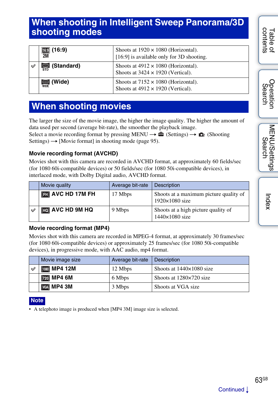 When shooting movies | Sony DSC-WX5 User Manual | Page 63 / 171