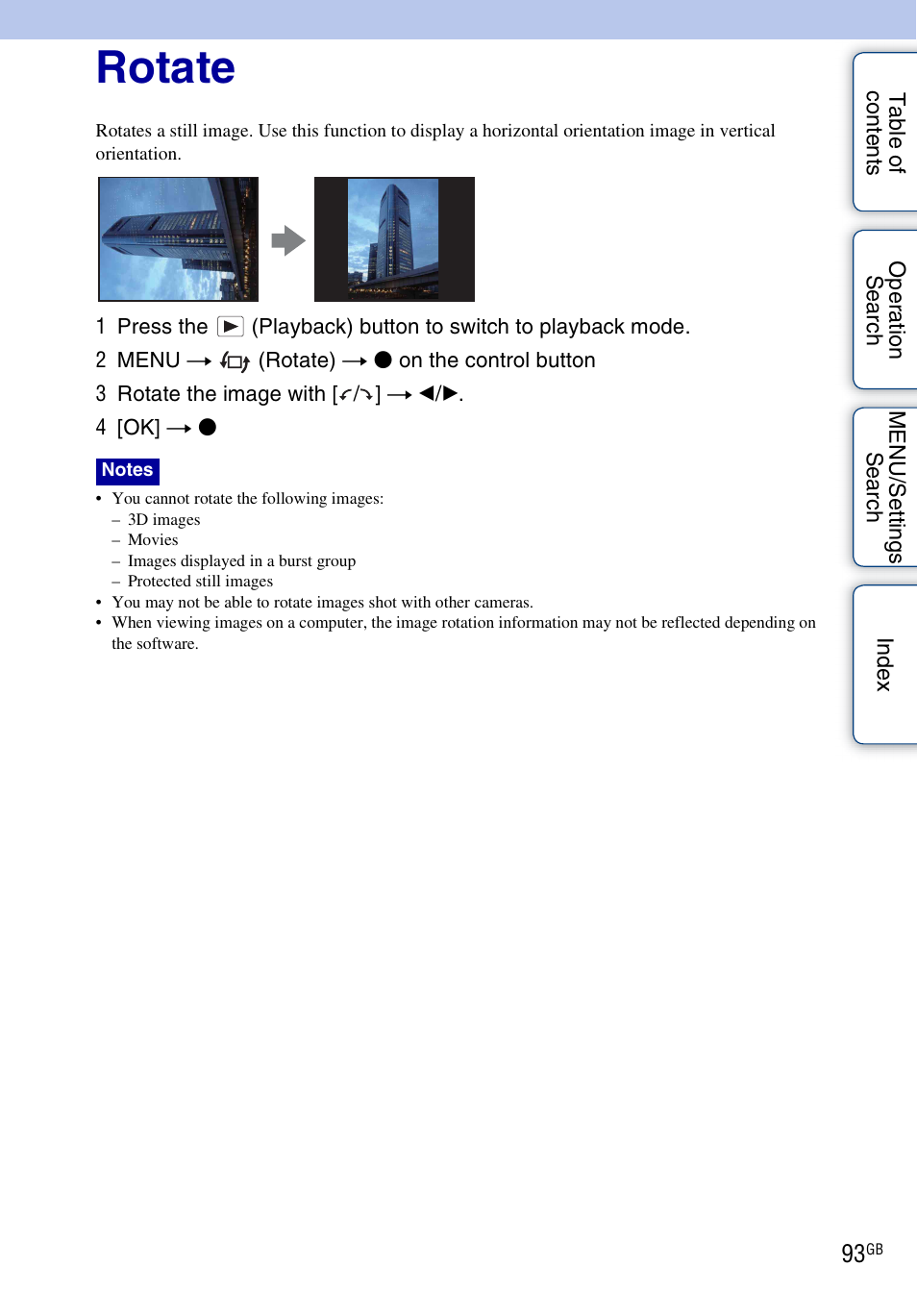 Rotate, Rotate) | Sony DSC-WX5 User Manual | Page 93 / 171