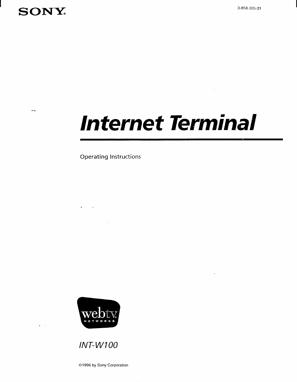 Sony INT-W100 User Manual | 36 pages