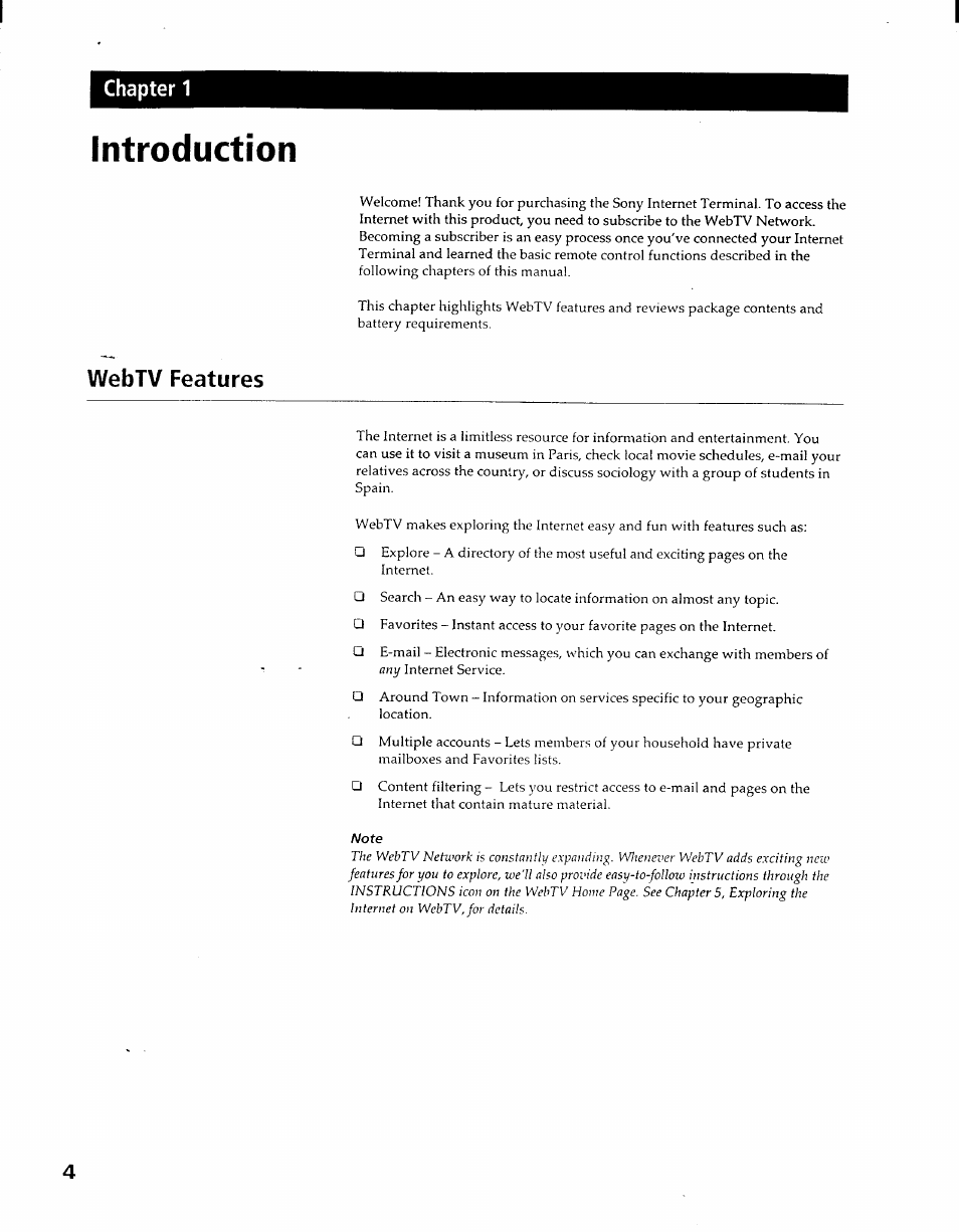 Introduction | Sony INT-W100 User Manual | Page 4 / 36