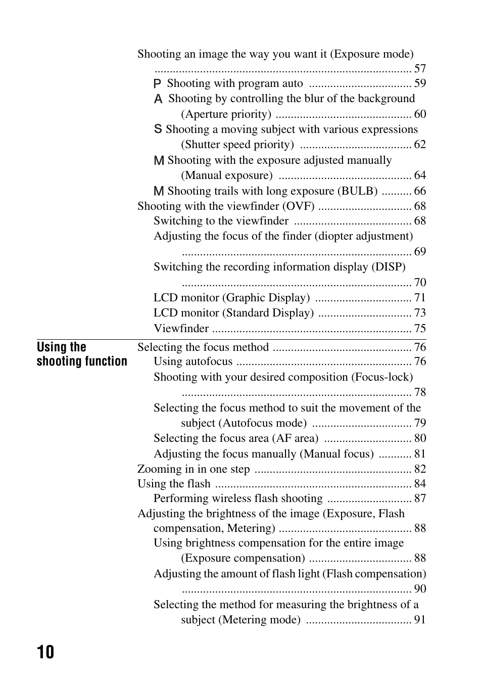 Sony DSLR-A330 User Manual | Page 10 / 171