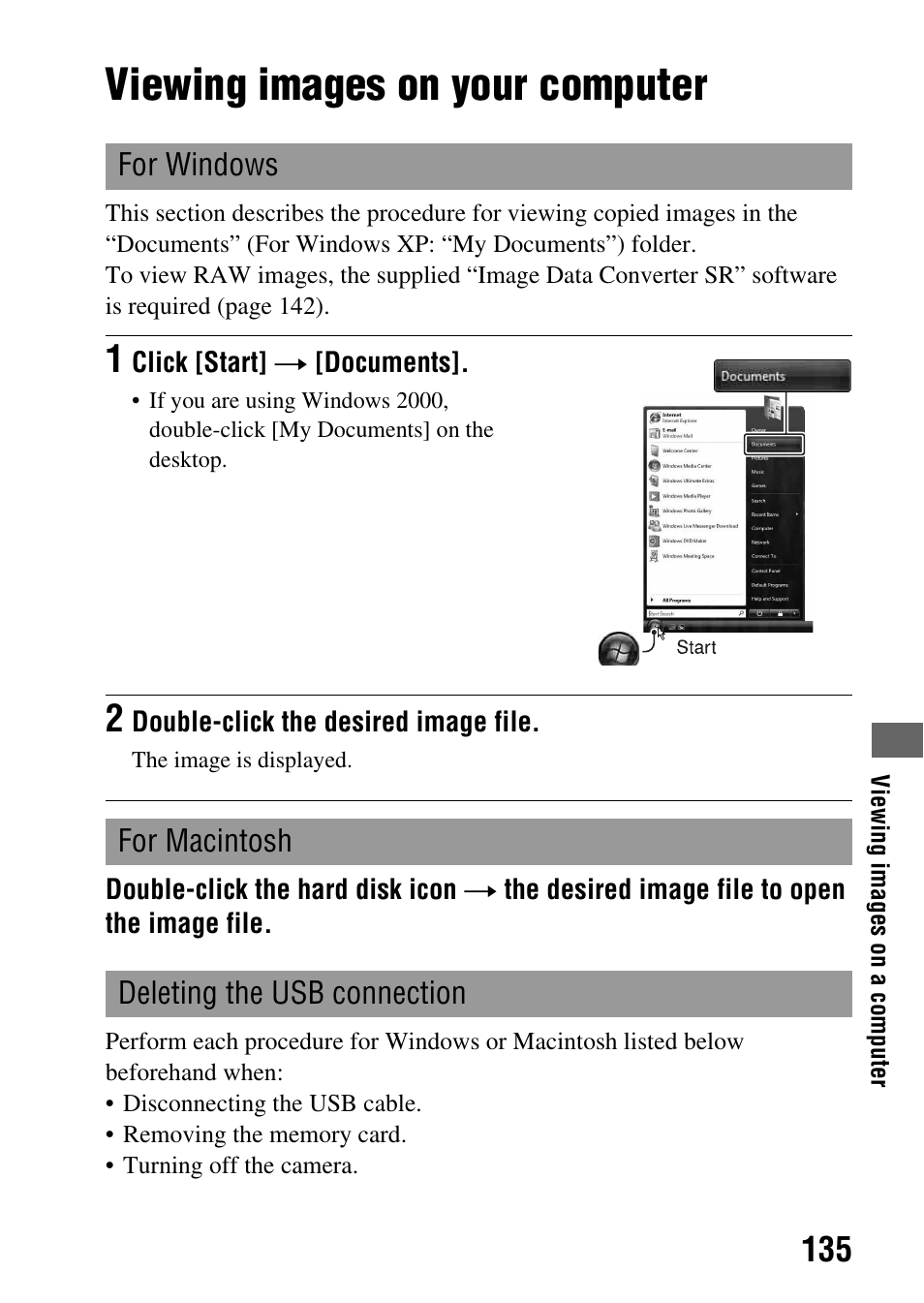 Viewing images on your computer | Sony DSLR-A330 User Manual | Page 135 / 171