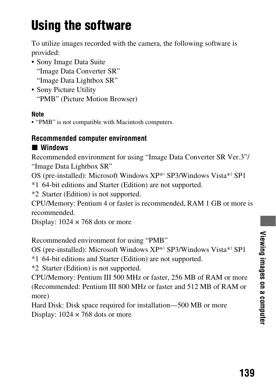 Using the software | Sony DSLR-A330 User Manual | Page 139 / 171