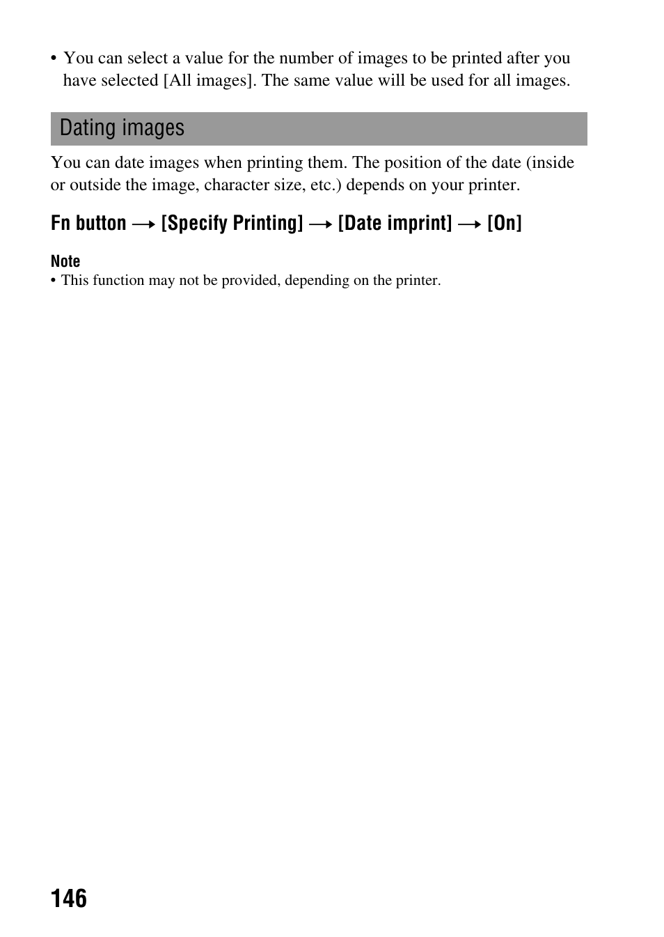 Dating images | Sony DSLR-A330 User Manual | Page 146 / 171