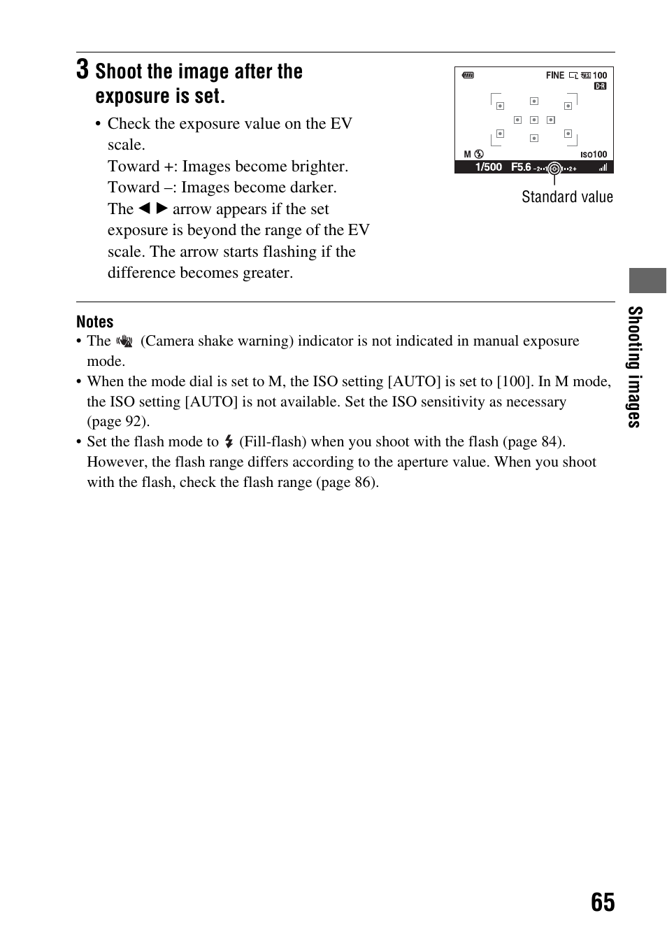 Shoot the image after the exposure is set | Sony DSLR-A330 User Manual | Page 65 / 171